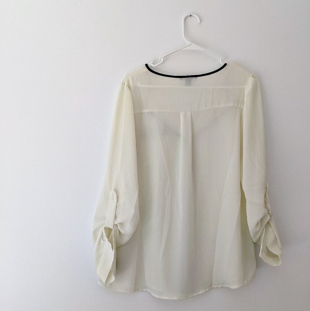 Forever 21 Sheer Work Top Off-White Office Blouse - Picture 2 of 4